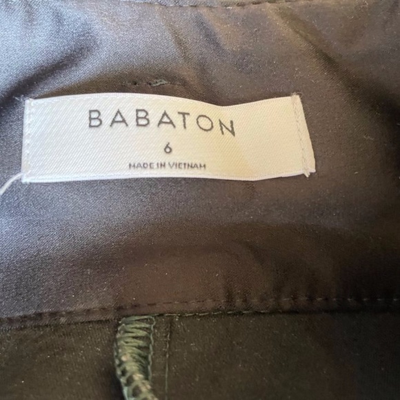 Aritzia Babaton Belted Tie Front Vegan Leather Pants Green Size 6 - Picture 3 of 4